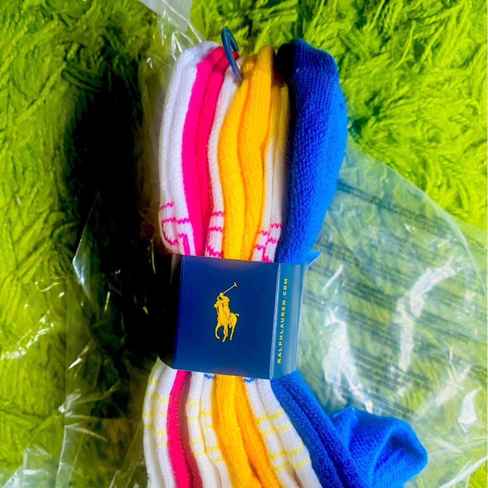 Ralph Lauren Polo Logo Ankle Sock 6-Pack (size 9-11-fits shoe size 4-10.5)